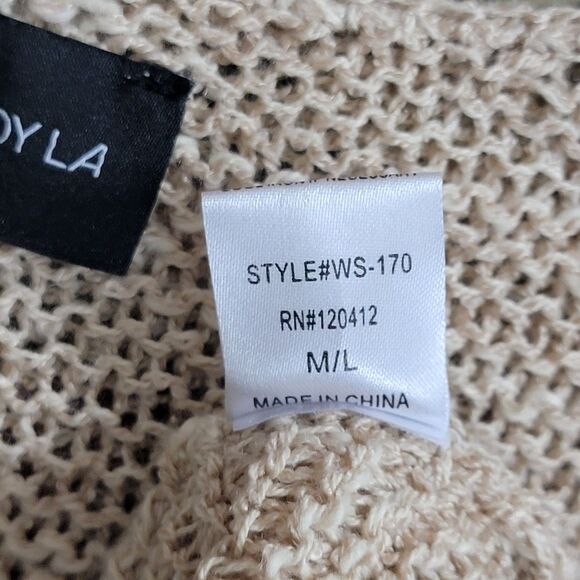 Cotton Candy LA Sweater Womens M/L Tan Long Sleeve Oversized Cropped V Neck - Picture 11 of 11